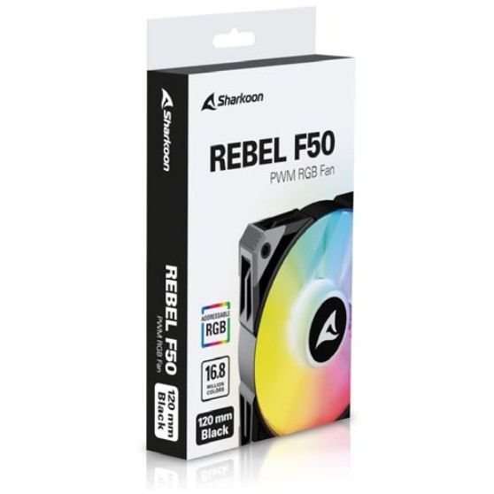 Ventilator 120mm SHARKOON Rebel F50 PWM Black-4