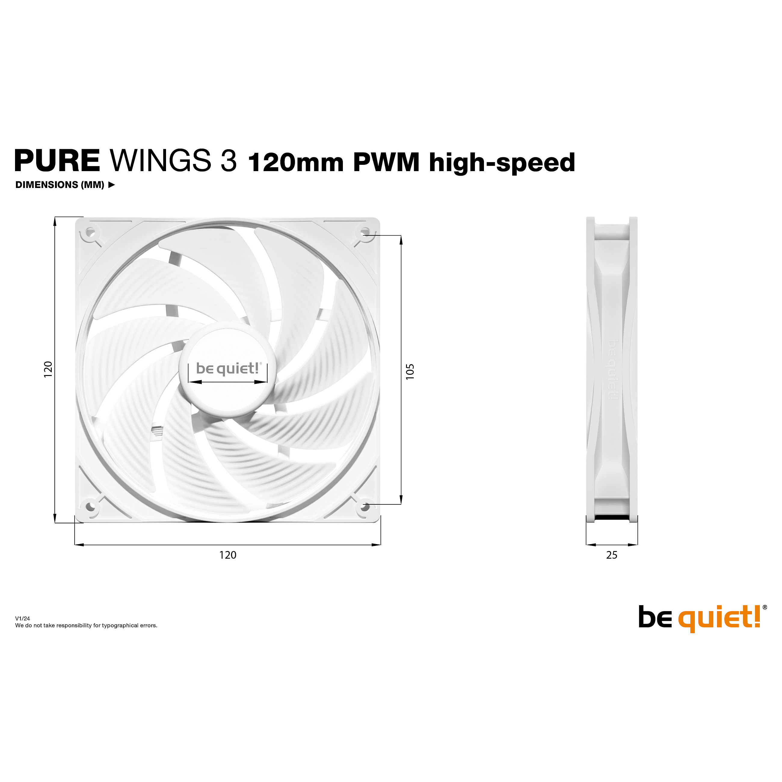 Ventilator BE QUIET! Pure Wings 3 PWM high-speed white 120mm-4