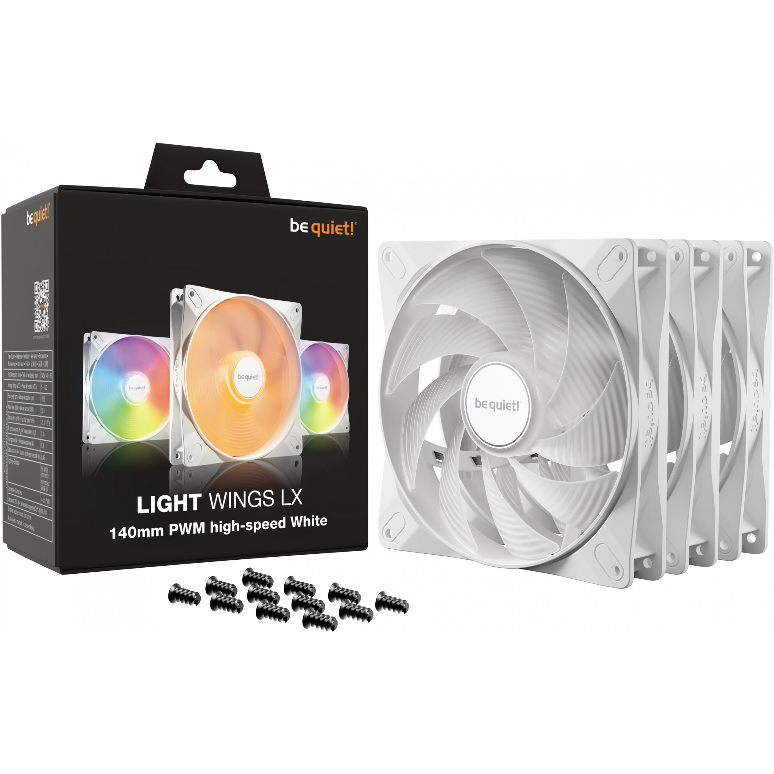 Ventilator BE QUIET! LIGHT WINGS LX PWM 140mm high-speed White Triple-Pack-4