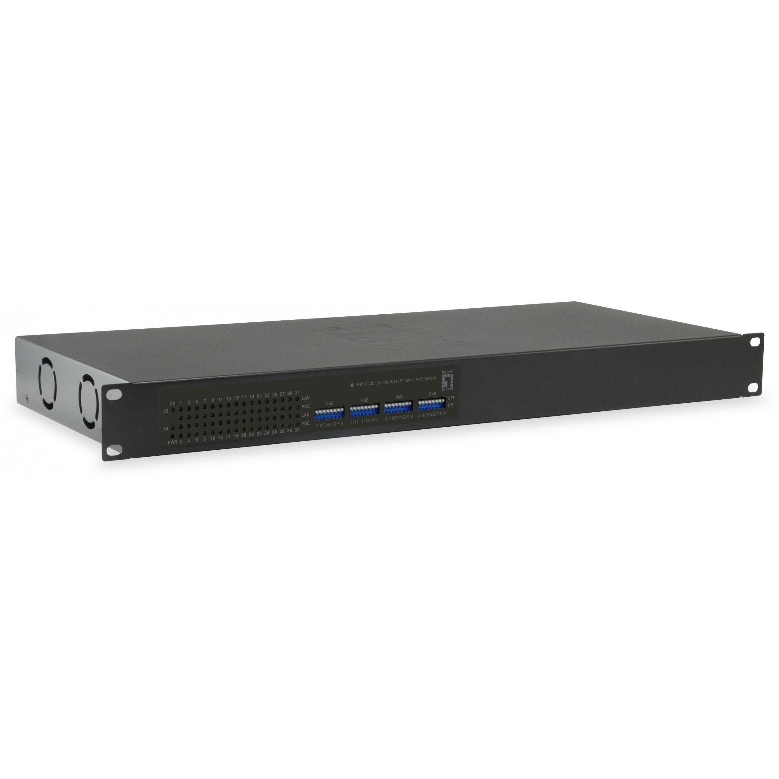 Switch LEVELONE FGP-3400W380 32x FE 2xGE 19" 380W 32xPoE-0