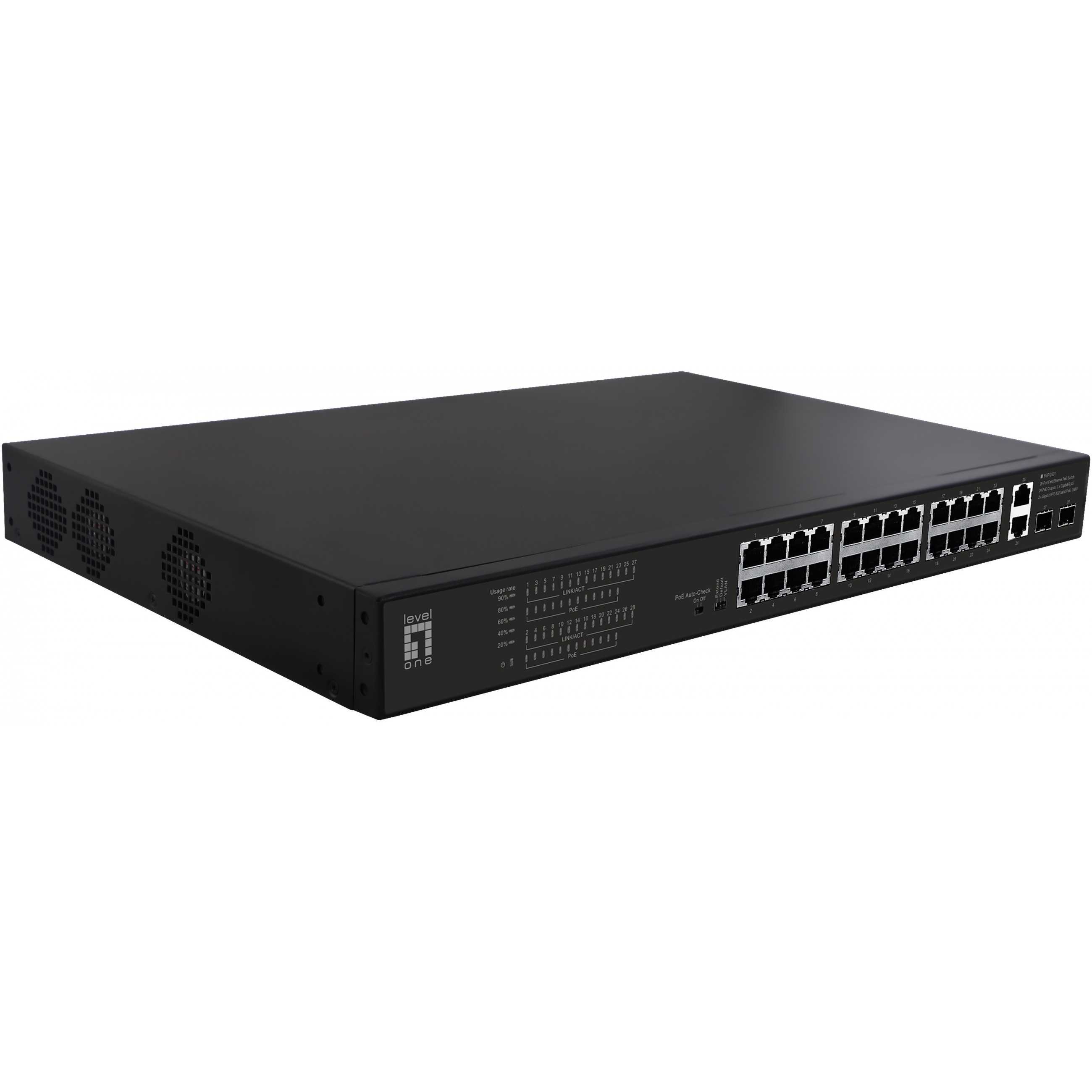 Switch LevelOne FGP-2831 24x FE 2xGE 2xGSFP 19" 390W 24xPoE+-0