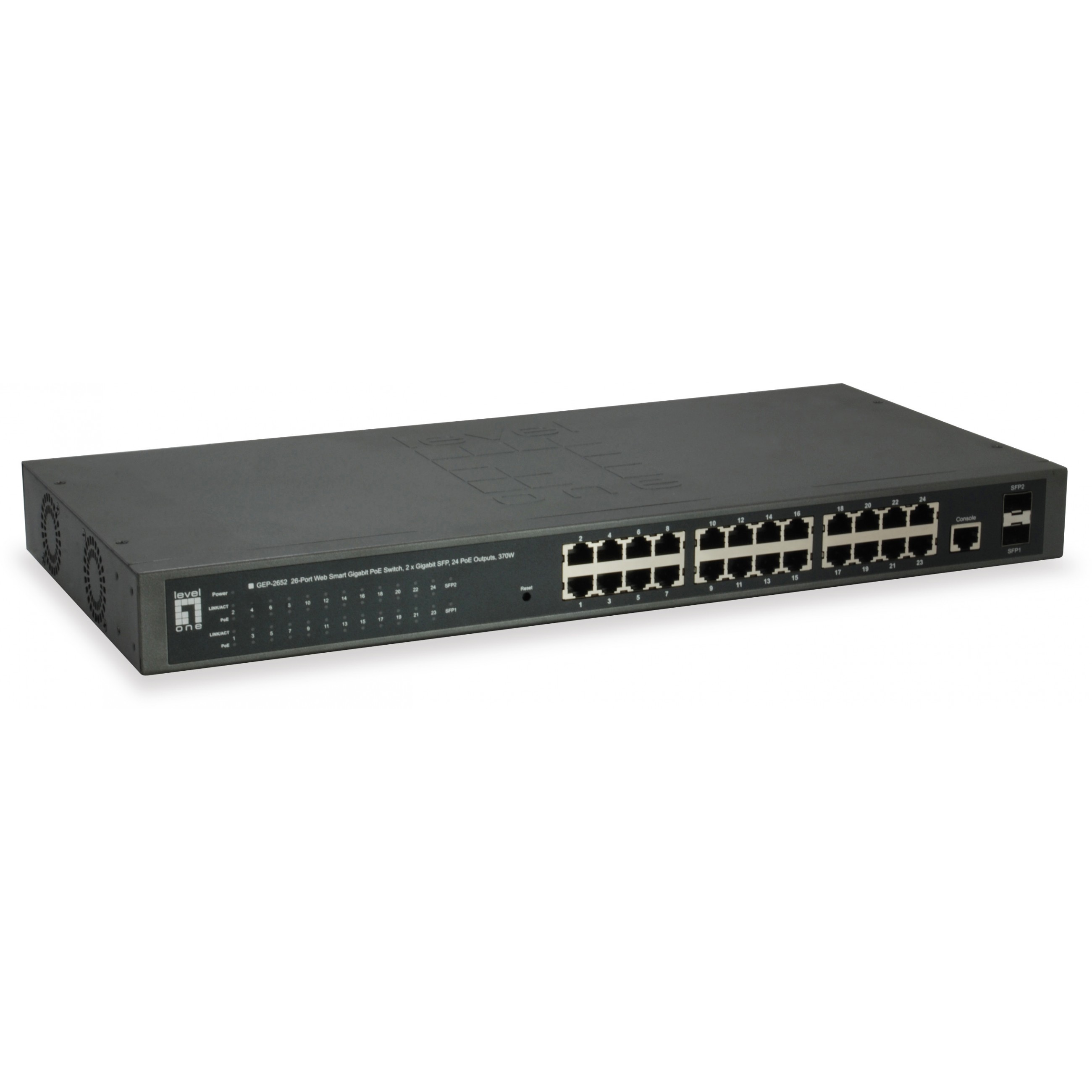 Switch LEVELONE GEP-2652 24x GE 2xGSFP 19" 370W 24xPoE+