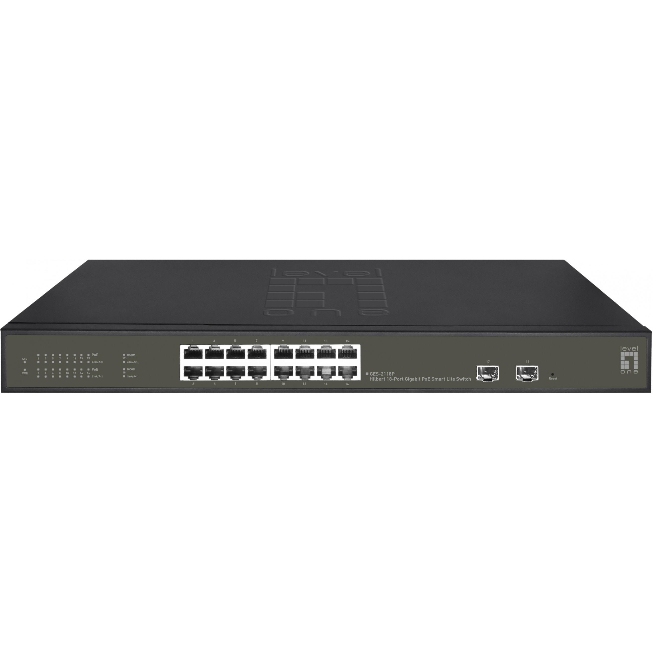 Switch LEVELONE GES-2118P 16x GE 2xGSFP 19" 230W 16xPoE+