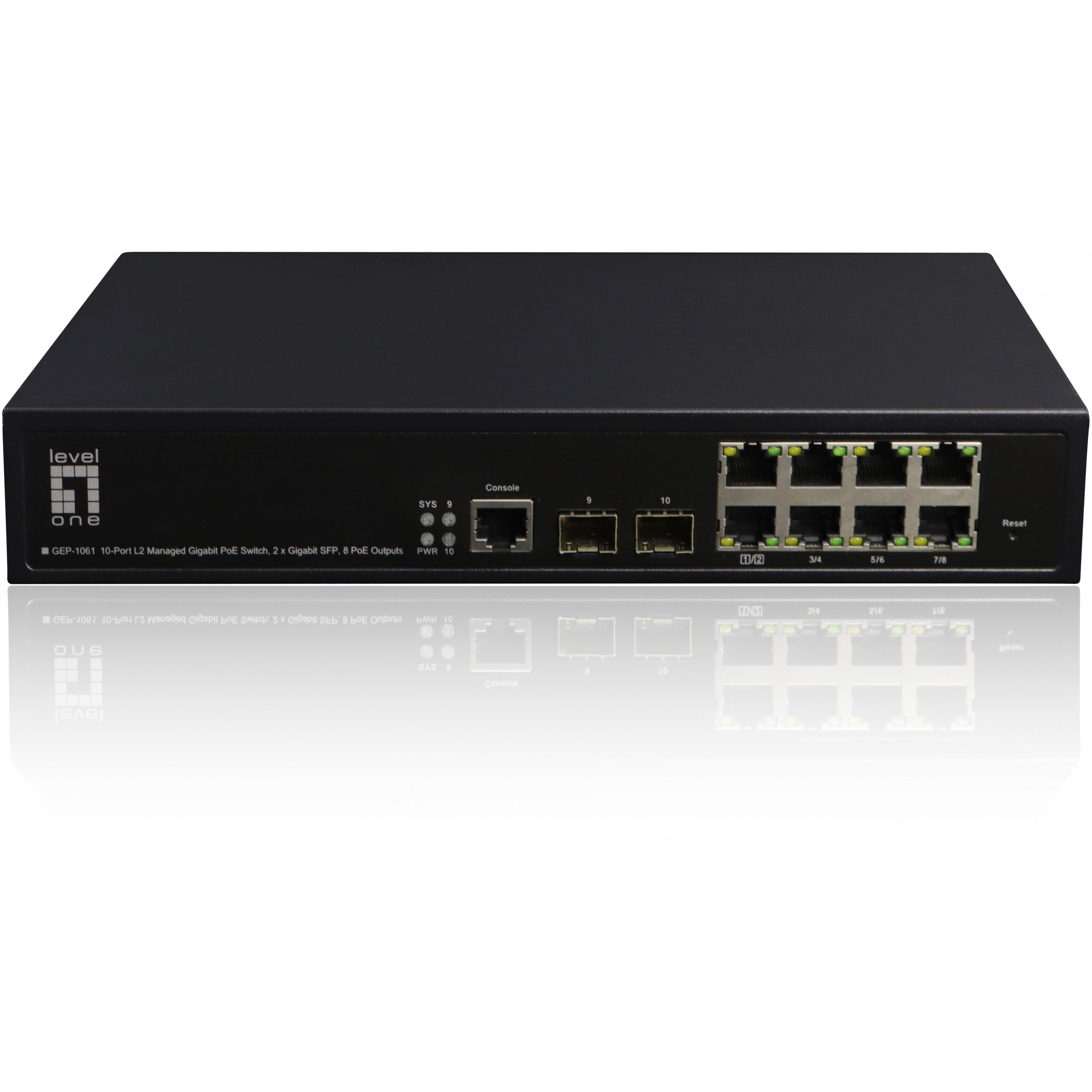 Switch LEVELONE GEP-1061 8x GE 2xGSFP 19" 180W 8xPoE+