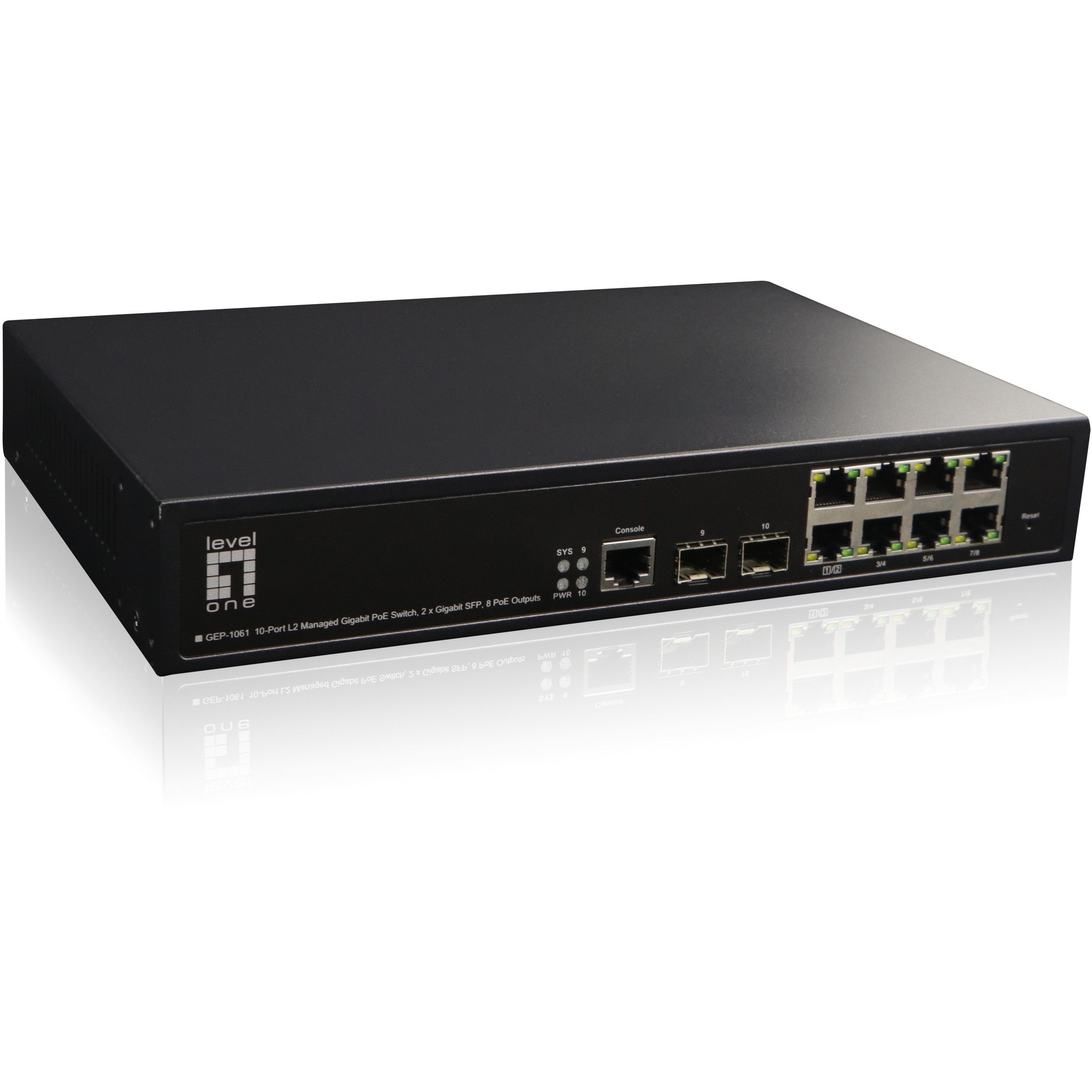 Switch LEVELONE GEP-1061 8x GE 2xGSFP 19" 180W 8xPoE+-2