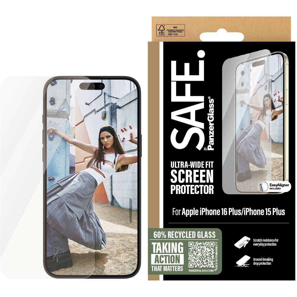 Zaštita ekrana PANZER GLASS SAFE iPhone 16/15 Plus UWF-1