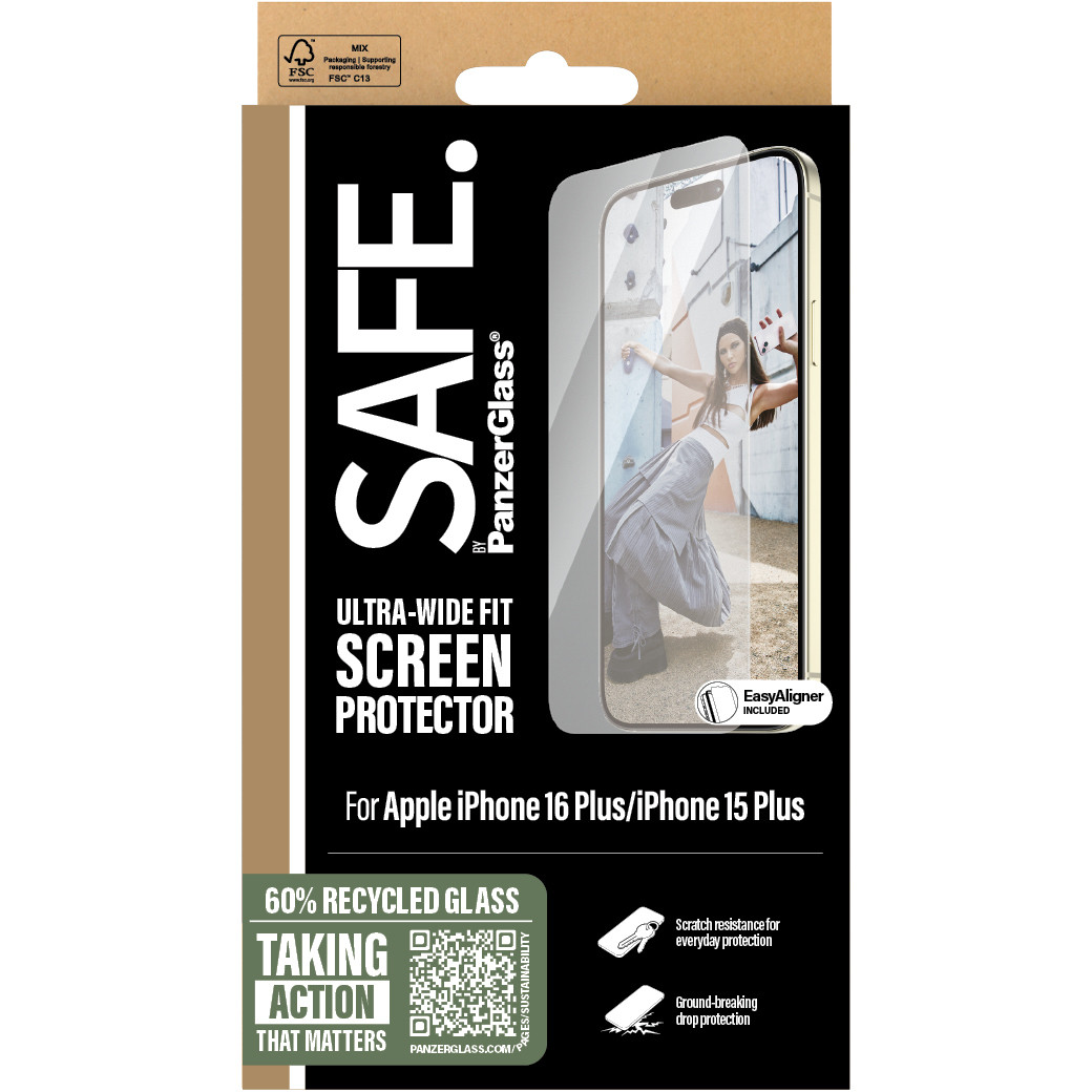 Zaštita ekrana PANZER GLASS SAFE iPhone 16/15 Plus UWF-2