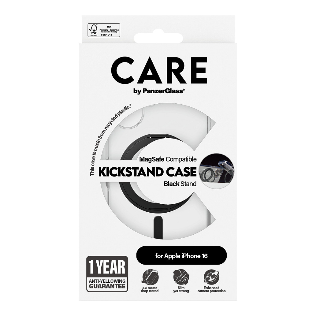 Futrola PANZER GLASS CARE Case Feature Black Kickstand MagSAFE iPhone 16-1