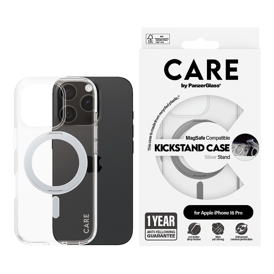 Futrola PANZER GLASS CARE Feature Silver Kickstand MagSAFE iPhone 16 Pro-4