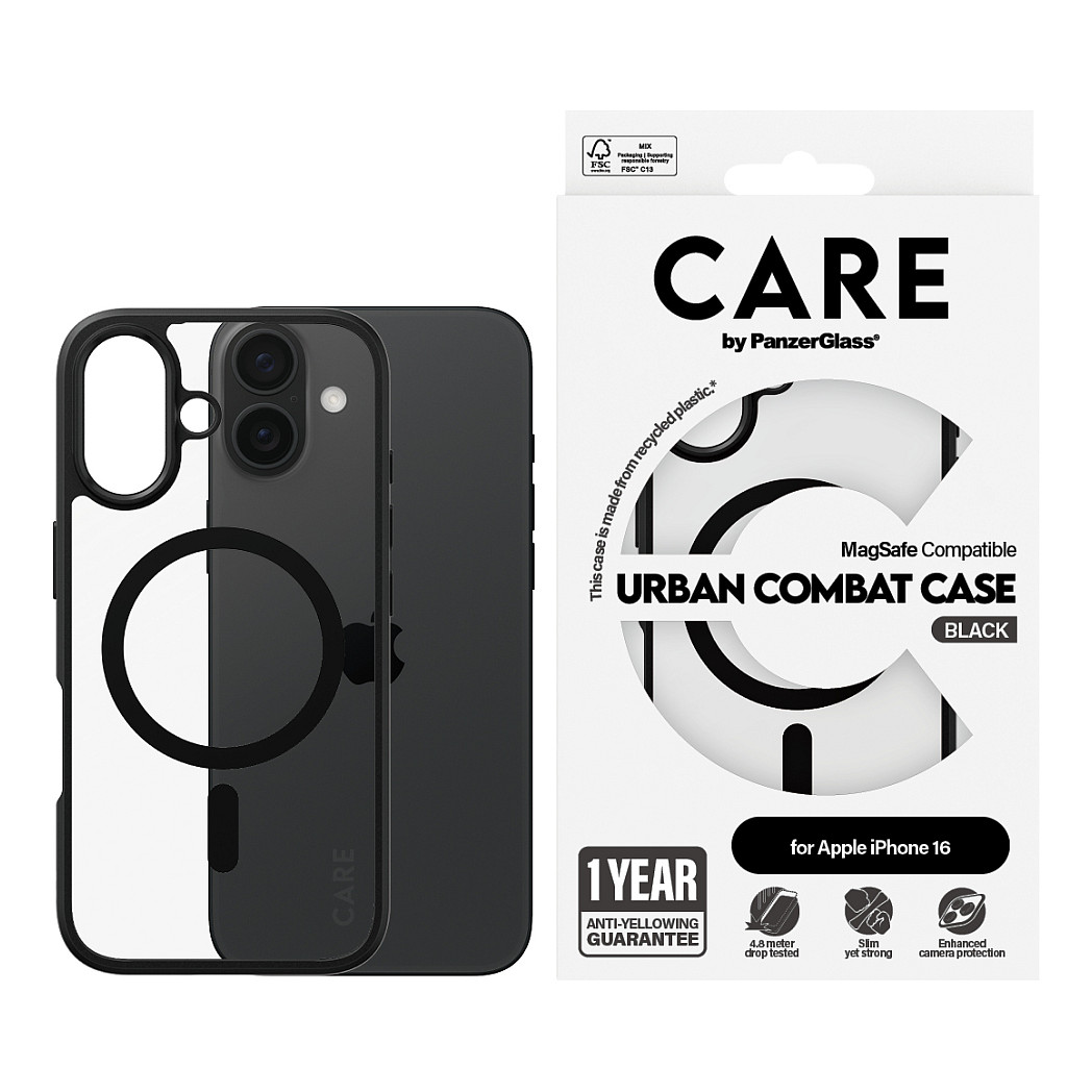 Maska PANZER GLASS CARE Case Flagship Urban Combat Black MagSAFE iPhone 16-3