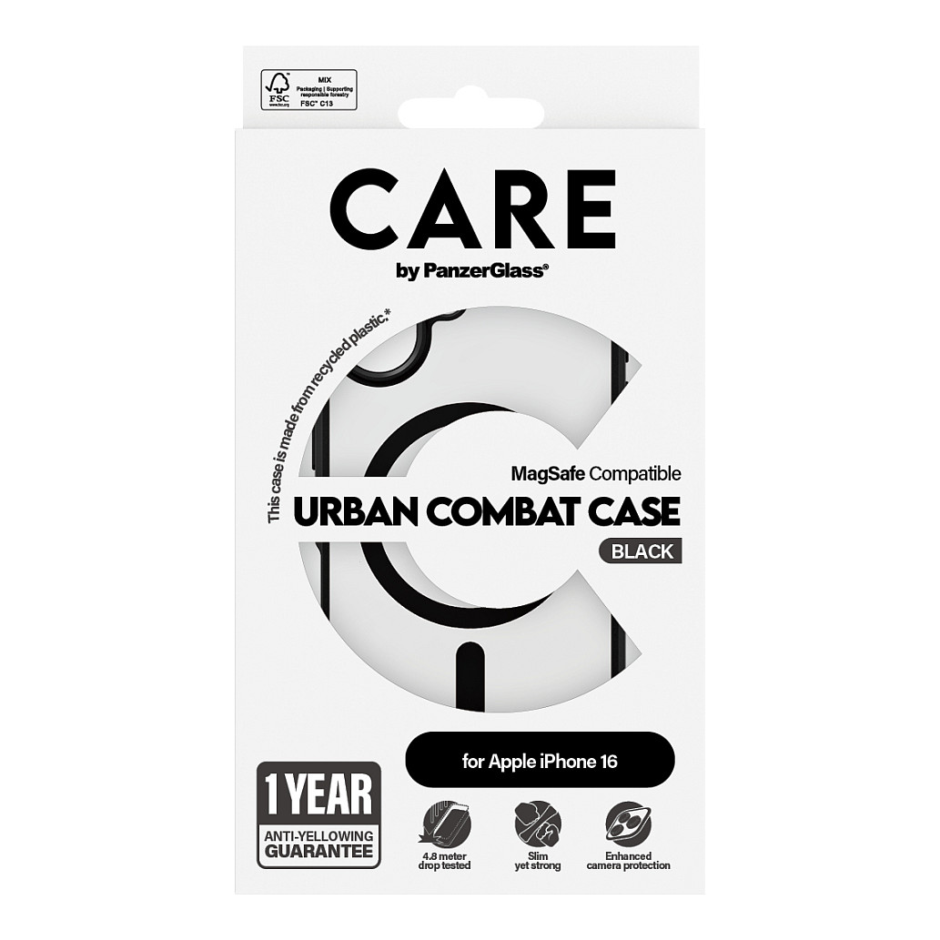 Maska PANZER GLASS CARE Case Flagship Urban Combat Black MagSAFE iPhone 16-1