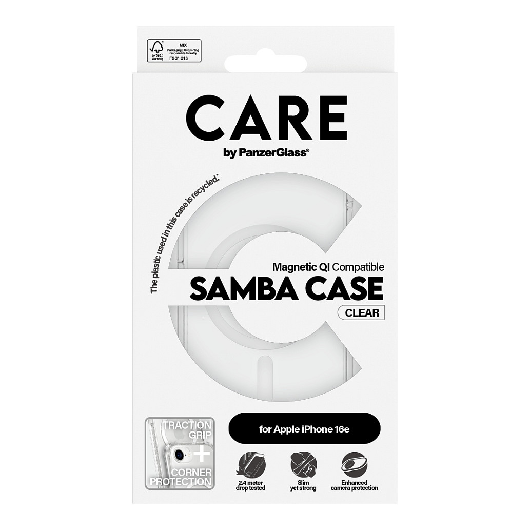 Zaštitna maska PANZER GLASS CARE Case Fashionable Samba s MagSafe prozirna za iPhone 16e-2