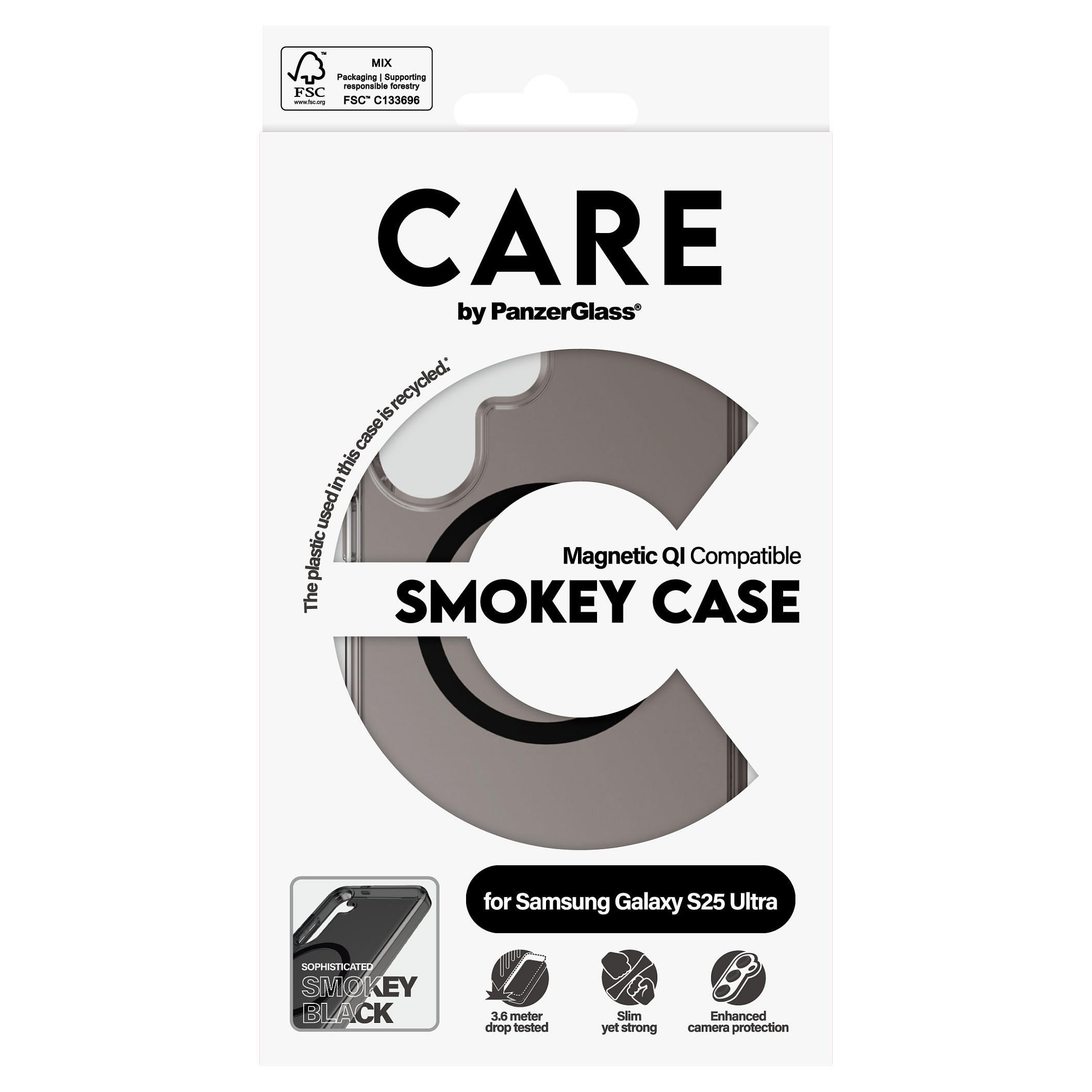 Futrola PANZER GLASS CARE Flagship Case Smokey/Black QI Compatible Galaxy S25 Ultra-1
