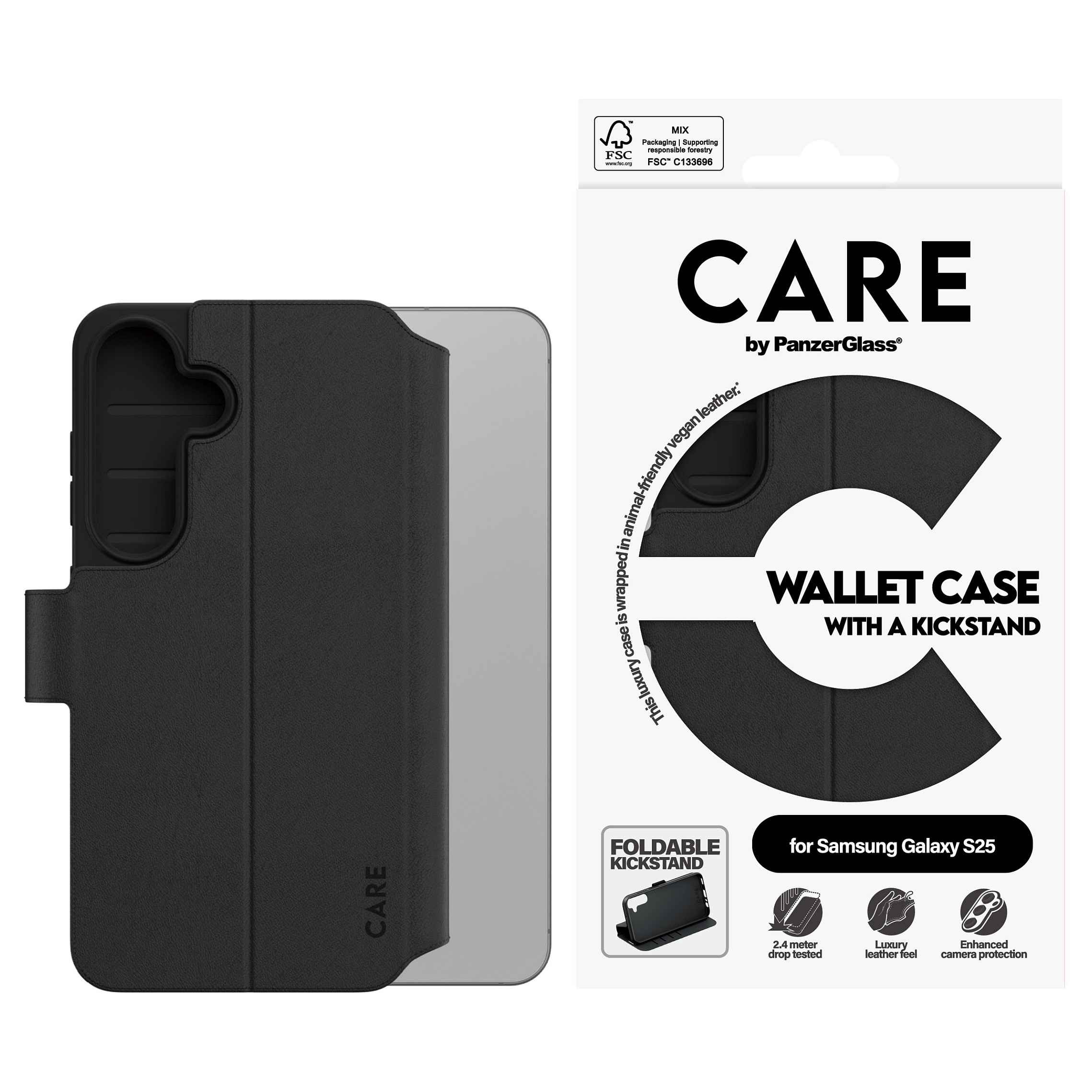 Futrola PANZER GLASS CARE Feature Wallet Case s postoljem za Samsung Galaxy S25-1