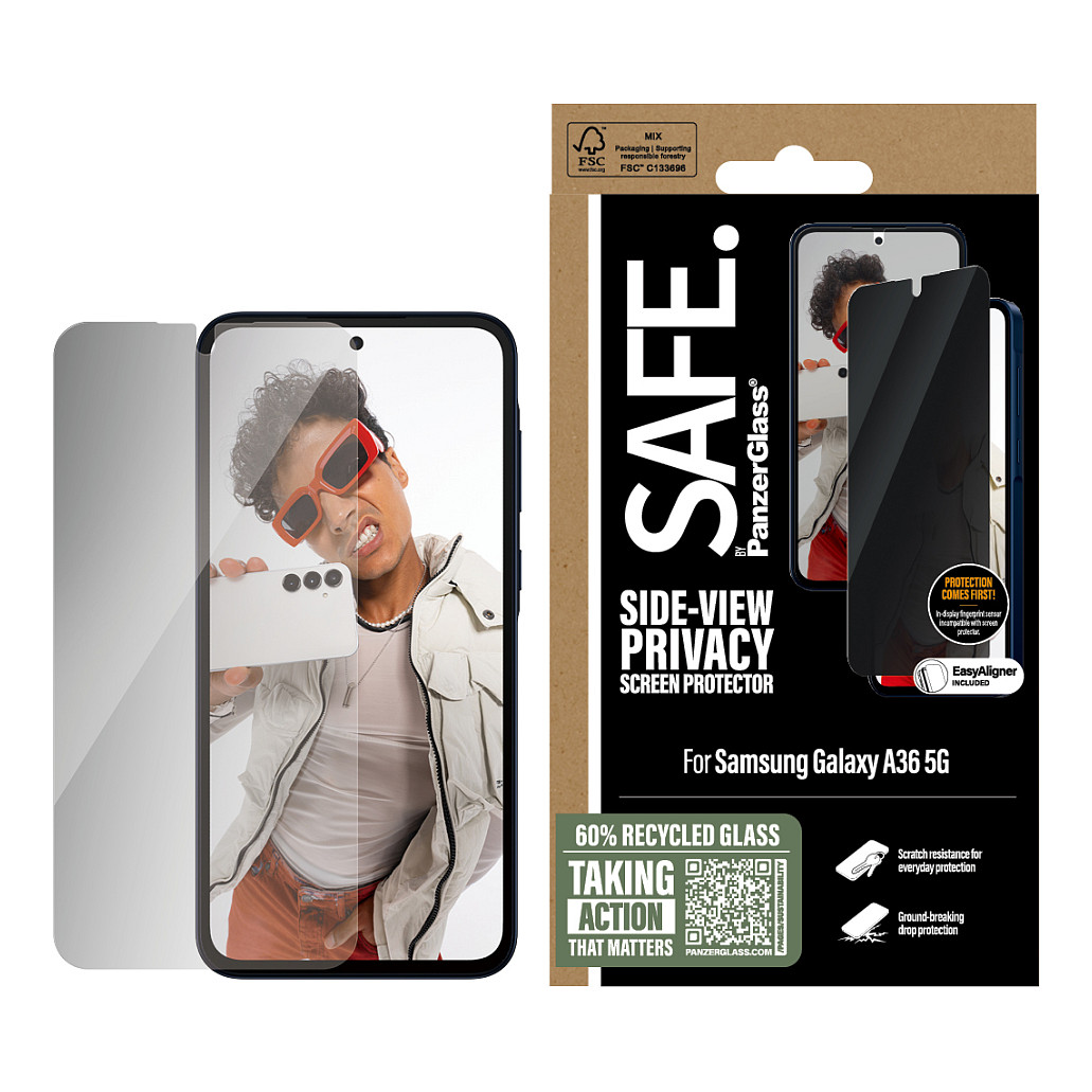 Zaštitno staklo PANZERGLASS SAFE. za Samsung Galaxy A36 5G (privacy)-1
