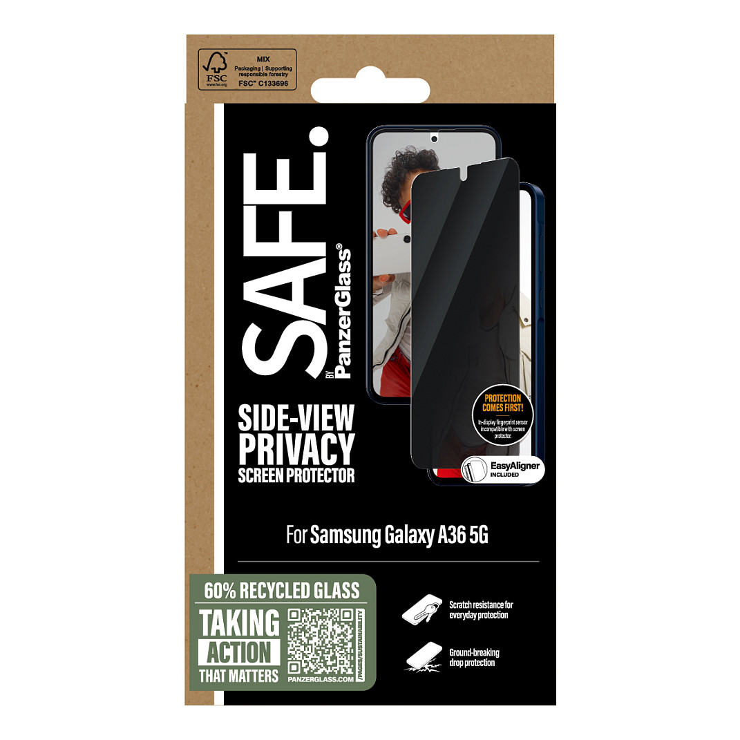 Zaštitno staklo PANZERGLASS SAFE. za Samsung Galaxy A36 5G (privacy)-2