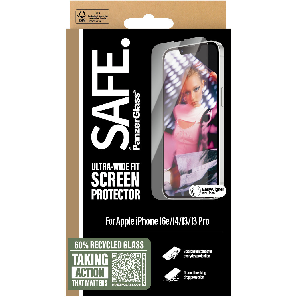 Zaštita ekrana PANZER GLASS SAFE Screen Protector UWF iPhone 16e, 14, 13, 13 Pro-2