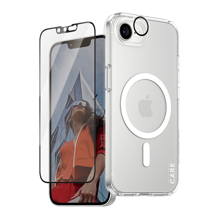 Zaštitni set 3u1 PANZERGLASS CARE Flagship za iPhone 16 (Staklo + Maskica + Zaštita za kameru)