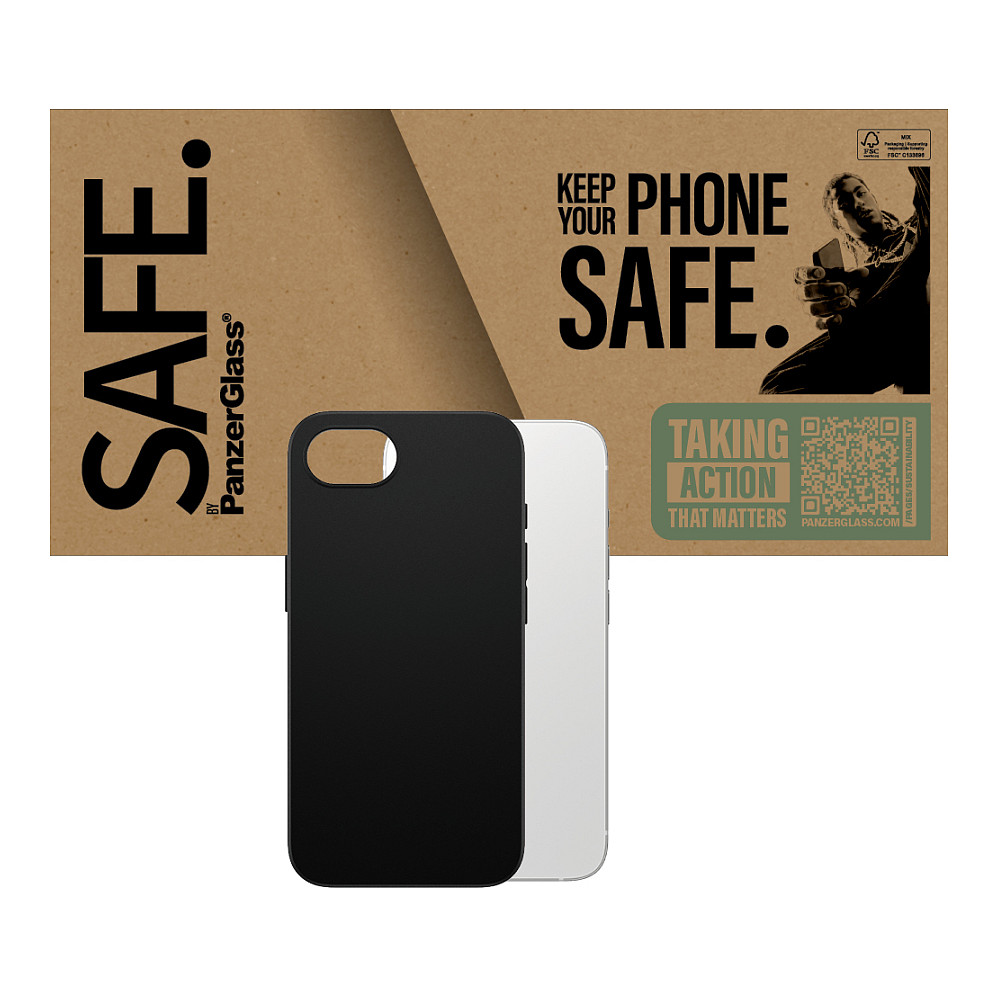 Maska PANZERGLASS Safe za iPhone 16 (tpu, crna, bulk pakiranje)-1