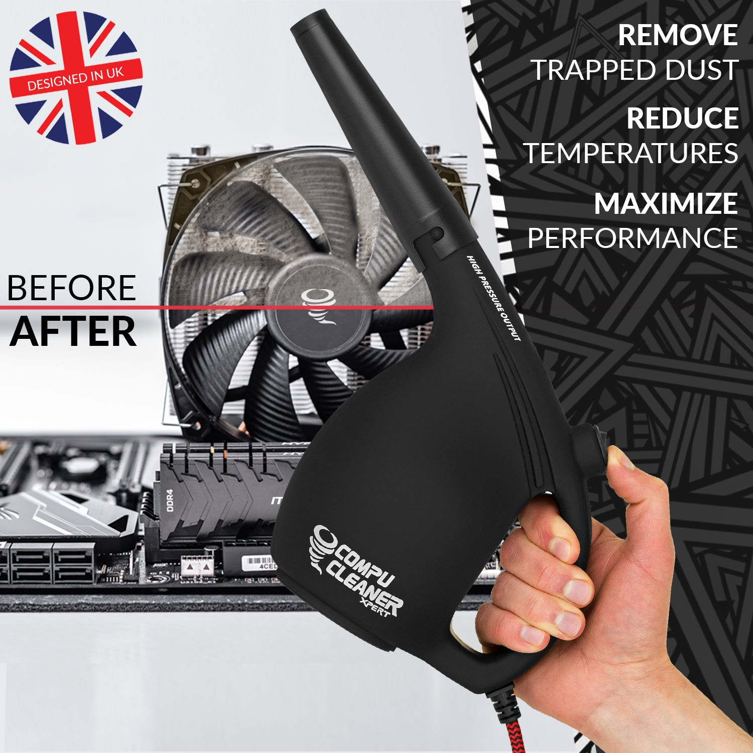 Električno puhalo za prašinu IT DUSTERS CompuCleaner Xpert (550 W, 2 brzine, crna boja)-2