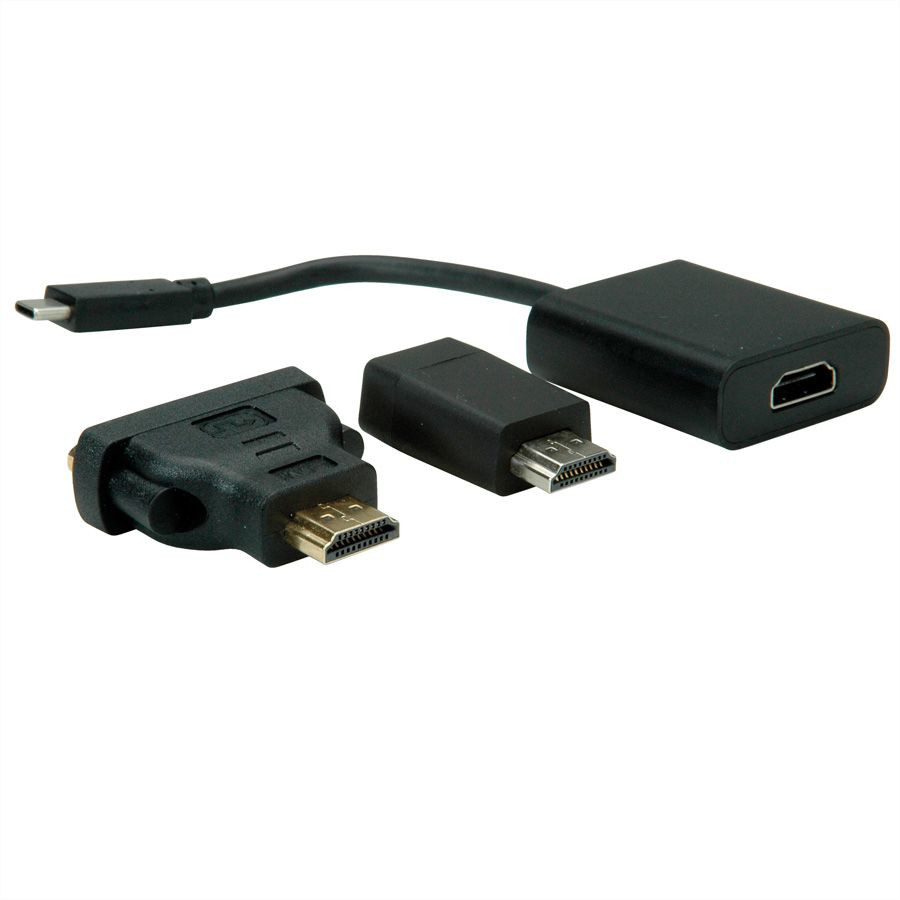 Adapter VALUE Display Adapter USB Typ C - VGA + HDMI + DVI