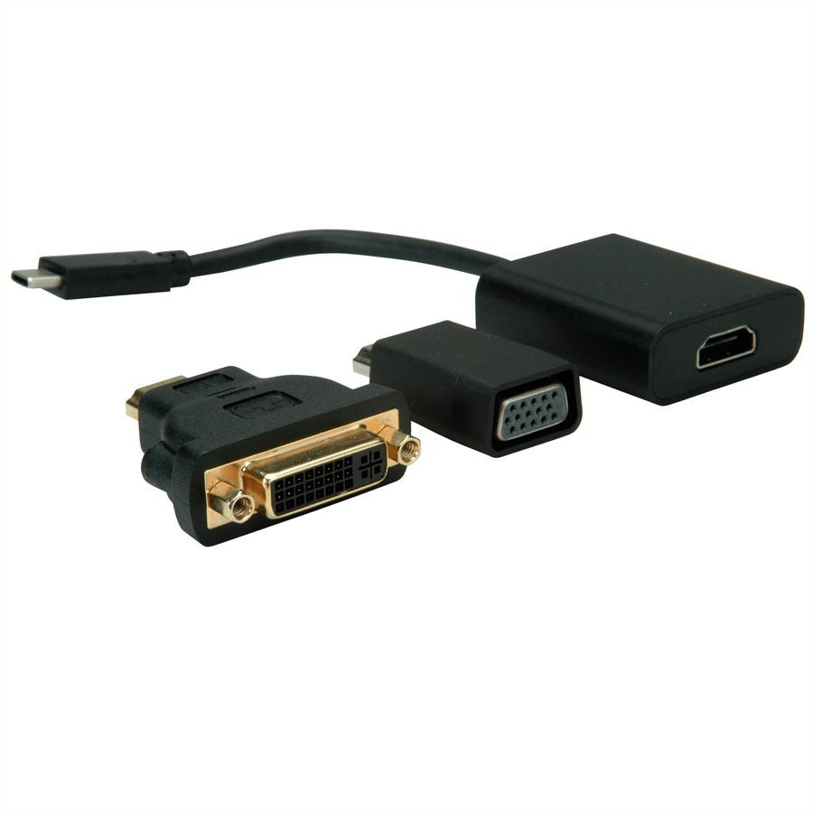 Adapter VALUE Display Adapter USB Typ C - VGA + HDMI + DVI-1