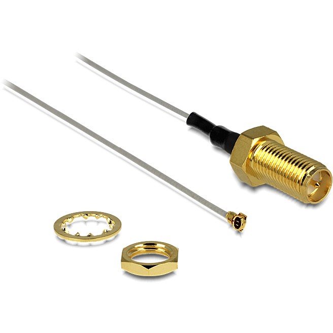 Kabel DELOCK Antennenkabel RP-SMA Buchse zum Einbau > MHF IV /HSC MXHP32 kompatibler Stecker 200mm