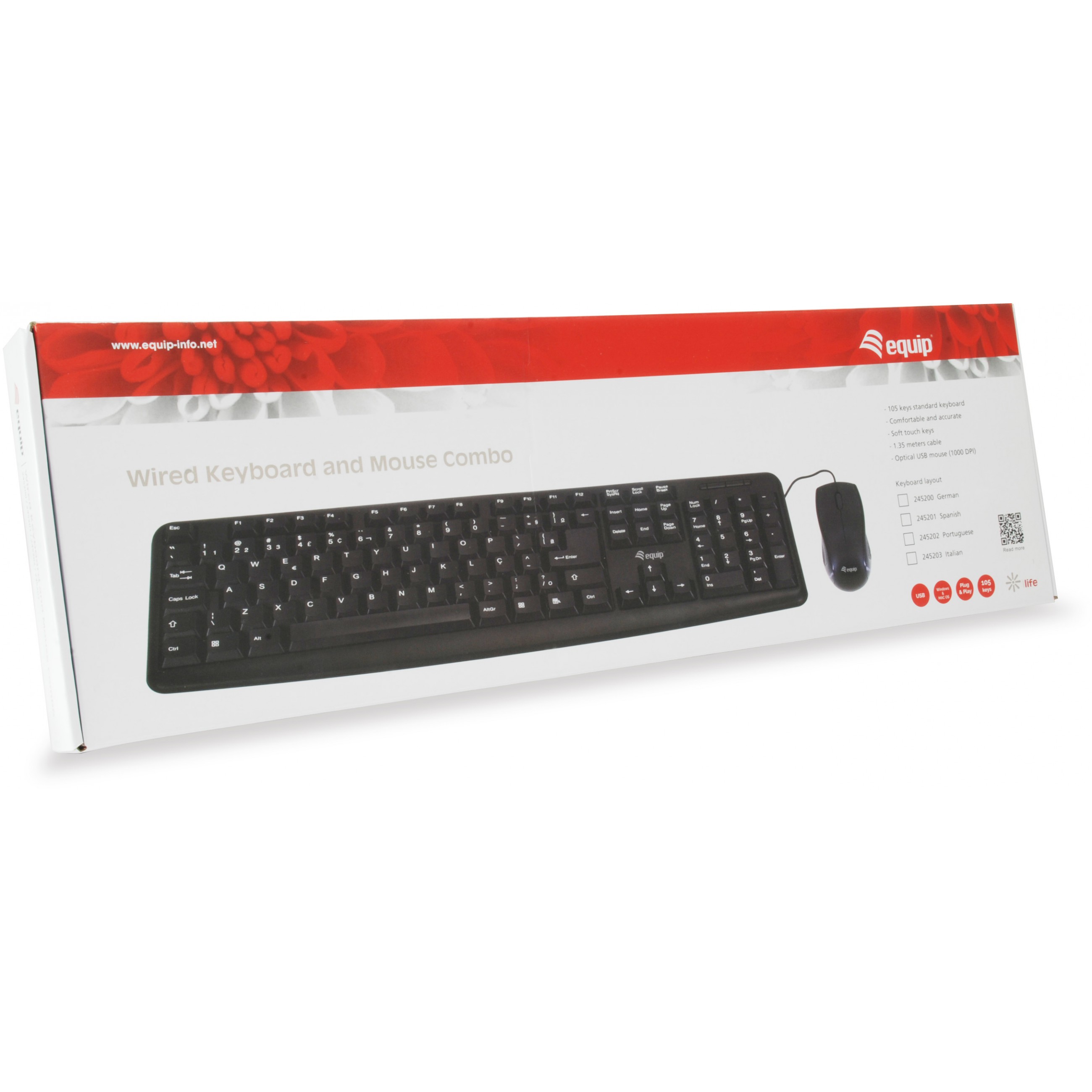Tipkovnica i miš EQUIP 245201 Wired Keyboard and Mouse Combo, ES layout (QWERTY) – internacionalna non HR tipkovnica-4