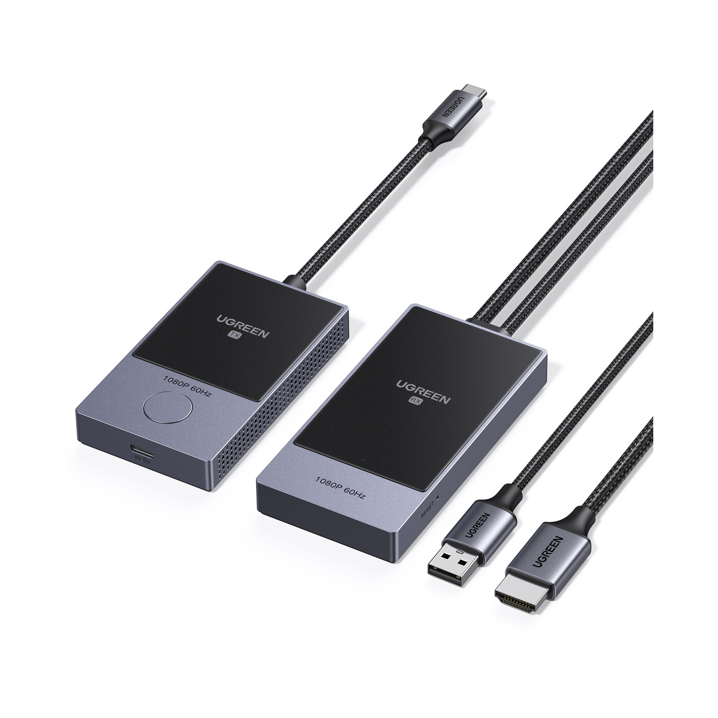Bežični audio transmiter i reciever UGREEN CM737, Wi-Fi, HDMI (M), USB C (M), USB C (Ž), USB A (M), crni-0