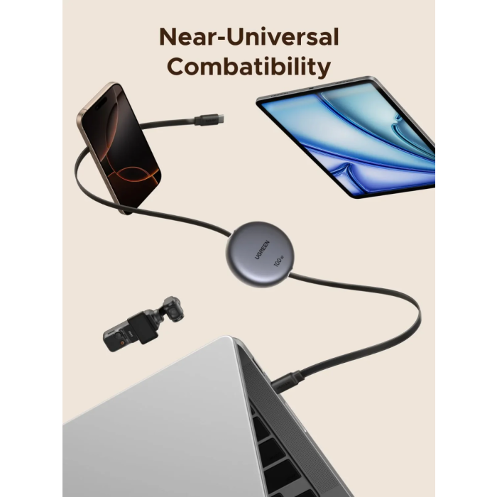Kabel UGREEN, USB C (M) na USB C (M), s uvlačnim kabelom, 1m, crni-3