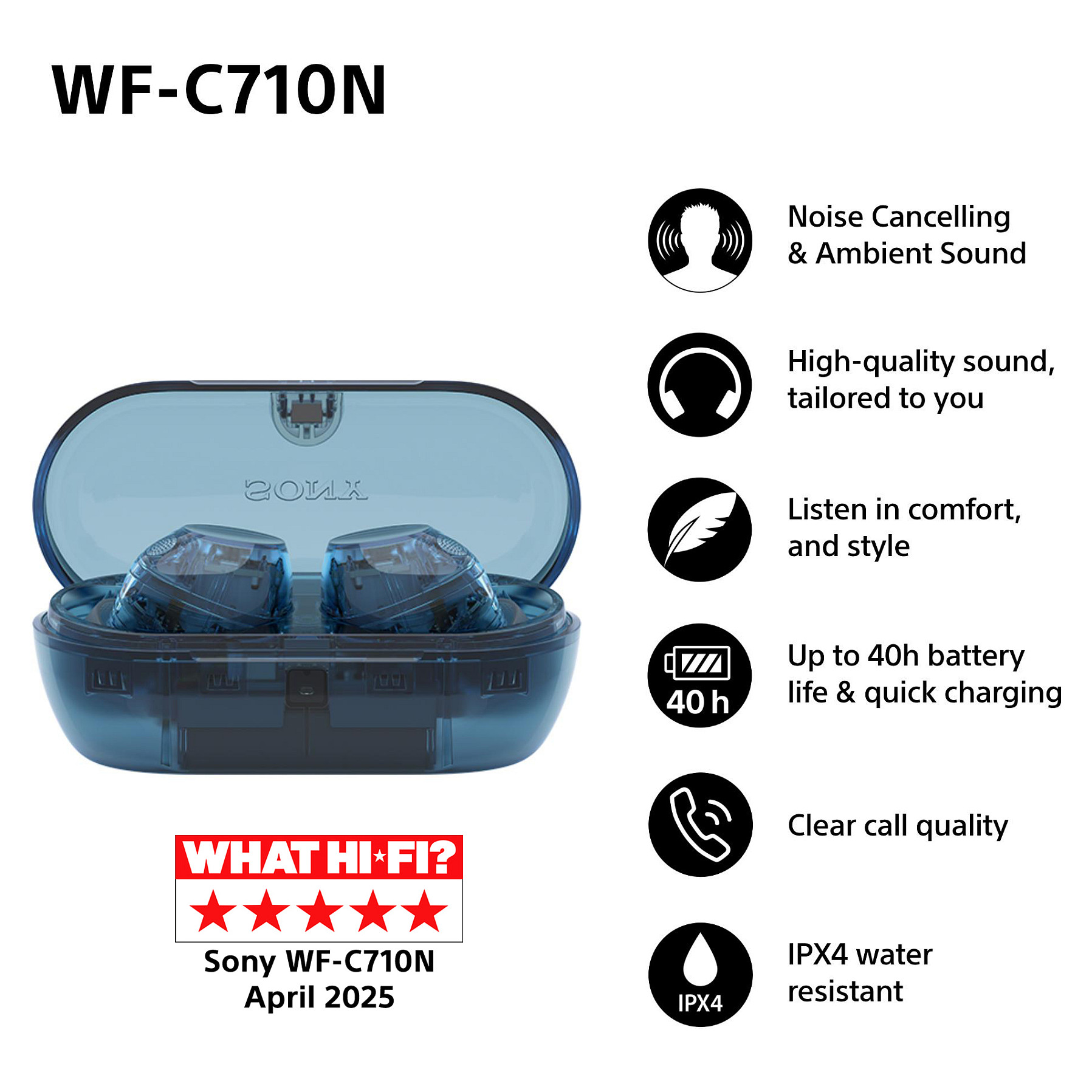 Slušalice SONY WFC710NL.CE7 (True bežični, Bluetooth, ANC, IPX4, do 35h trajanja baterije)