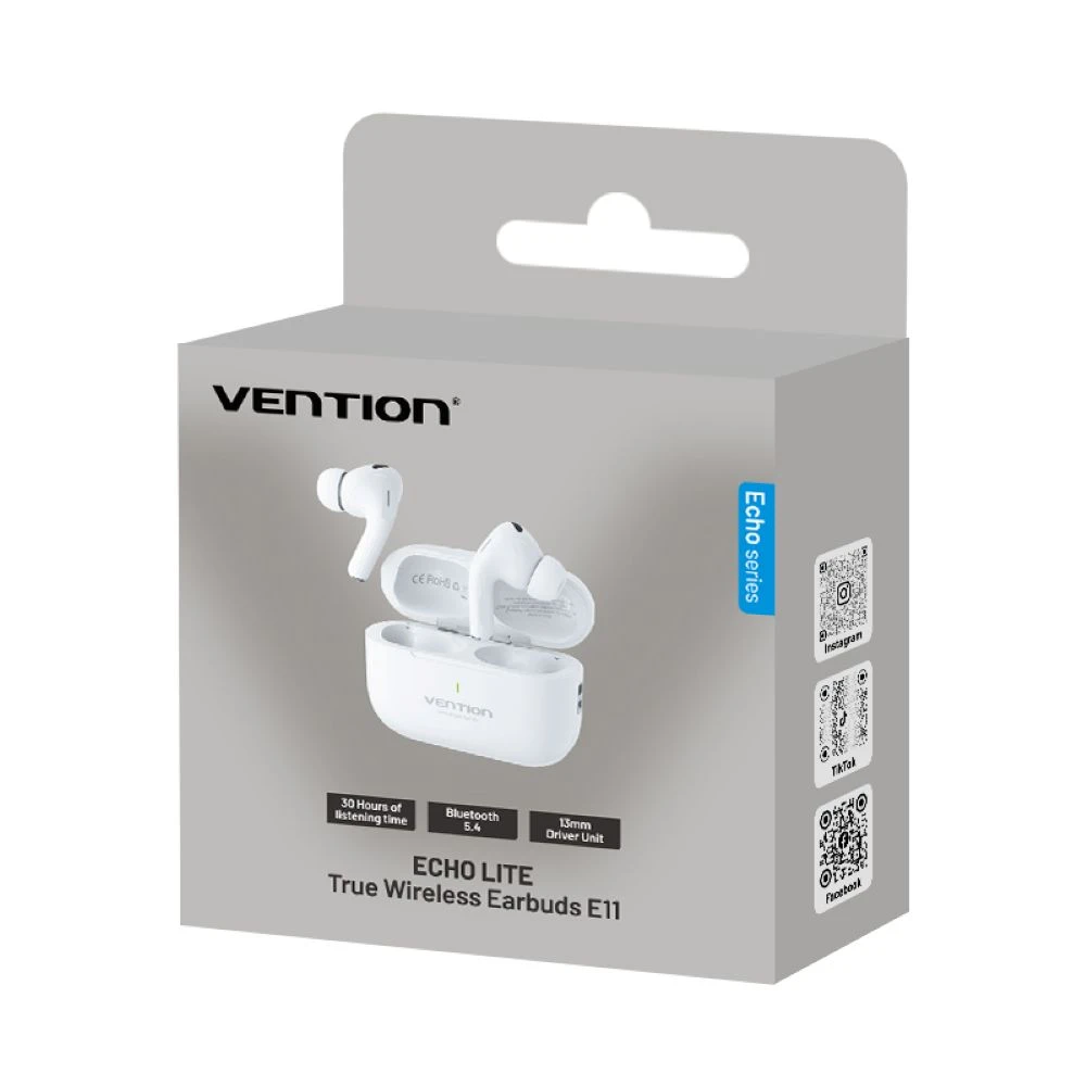 Slušalice VENTION ECHO LITE E11 Bluetooth 5.4 HiFi TWS bijele-3
