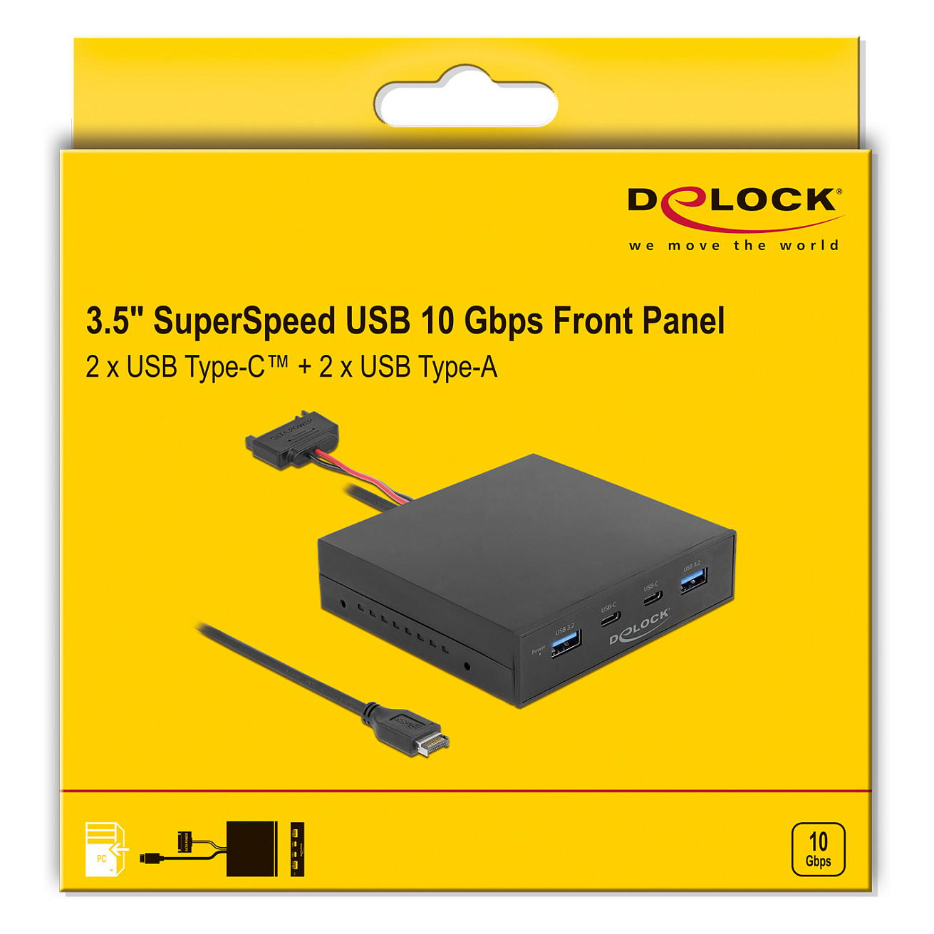 Prednji panel DELOCK 3.5″ USB 3.2 Gen 2, 2x USB-C, 2x USB-A-2