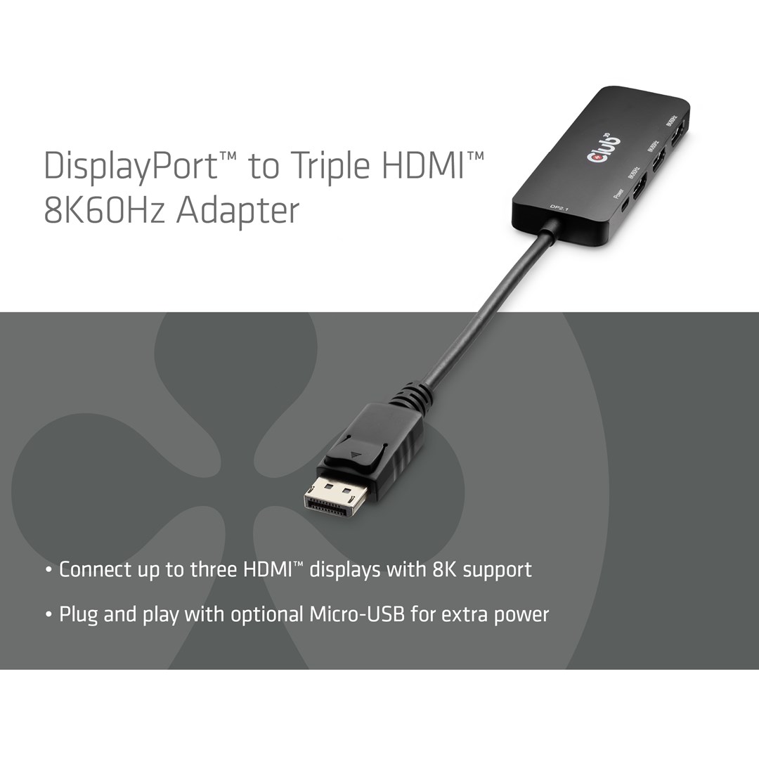 Hub CLUB 3D DisplayPort to Triple HDMI (8K60Hz)-6