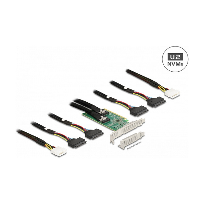 PCI Express kartica DELOCK PCI Express 4.0 x16 Card to 4 x SFF-8639 NVMe (Bifurcation, Low Profile)