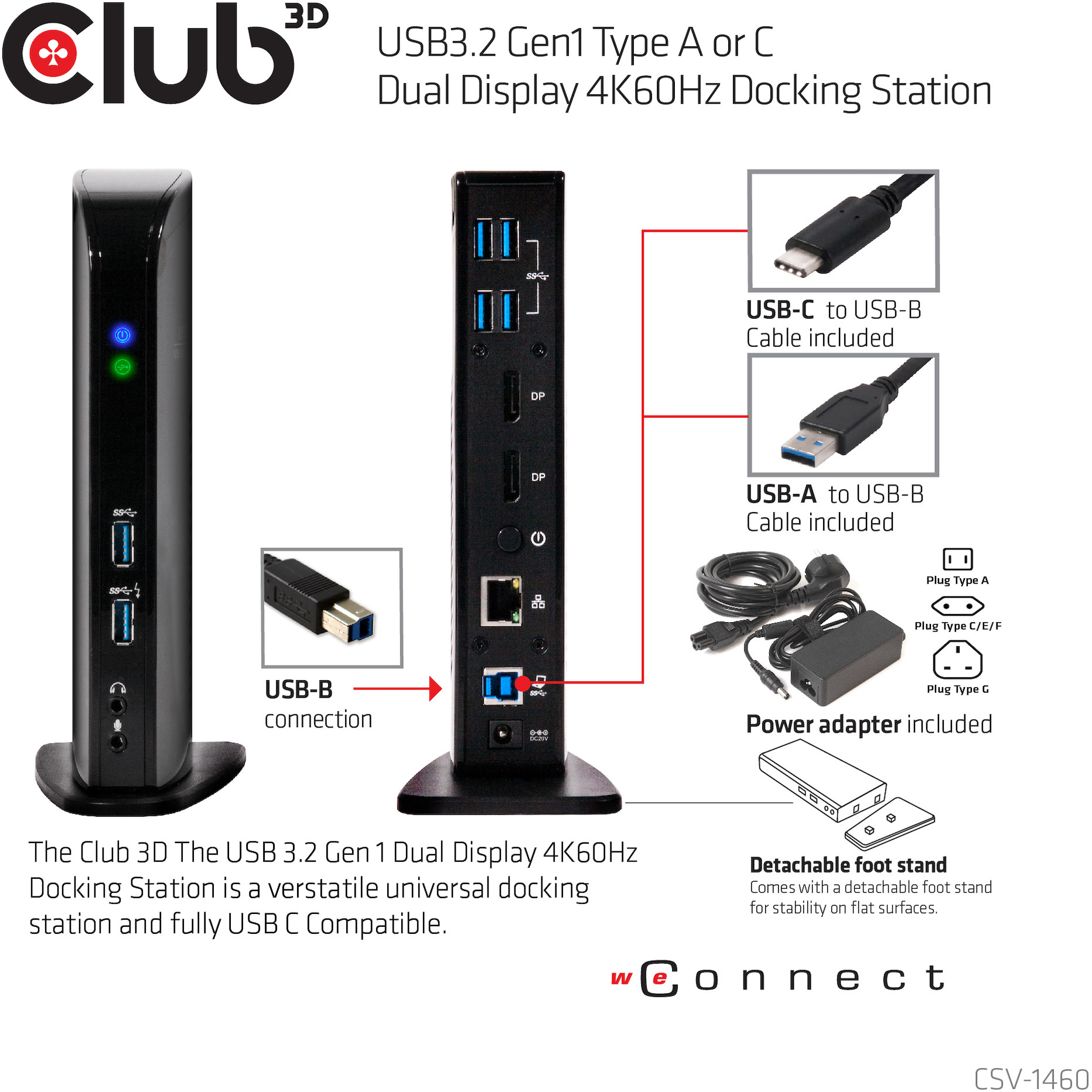 Docking stanica CLUB 3D 4K 60Hz USB3 ->6xUSB3/2xDP/LAN/Audio crna-2