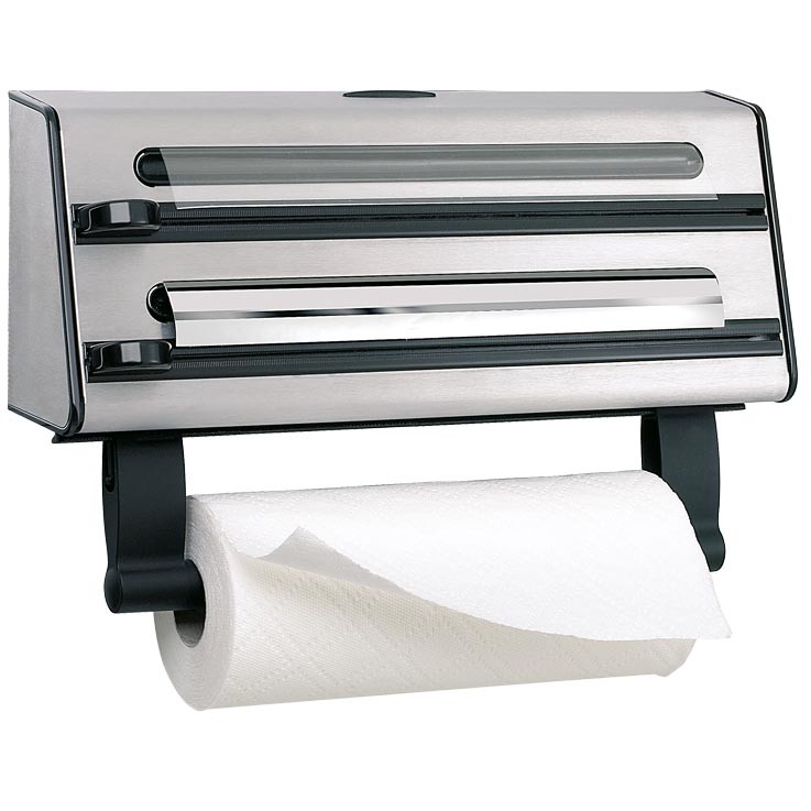 Rezač za papir Emsa 504180 Contura 3-fach-Schneidabroller, nehrđajući čelik, srebrna/crna-0