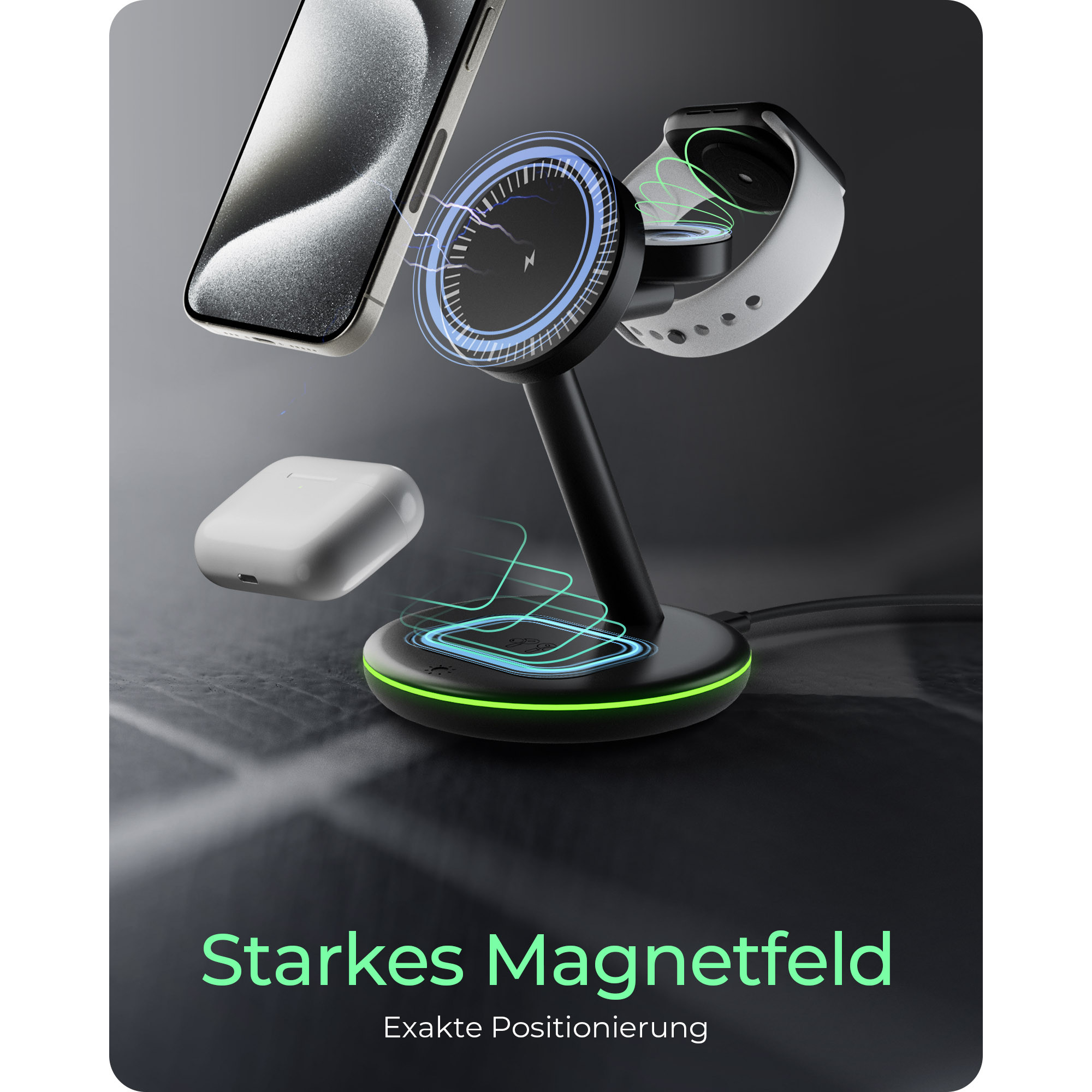 Stanica za punjenje ICY BOX IB-MS506-W 3-u-1 magnetska za iPhone/Watch/AirPods, bijela-1