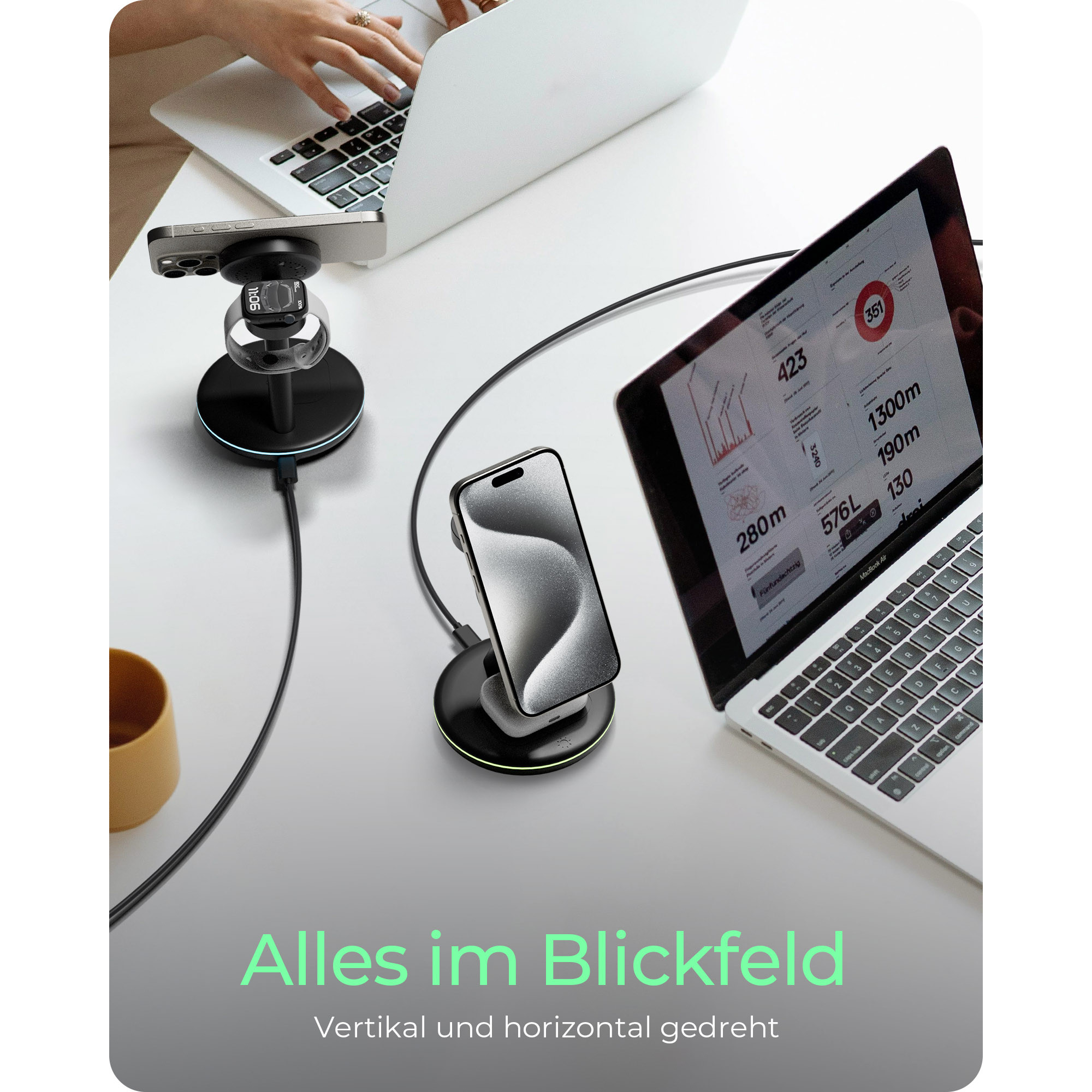 Stanica za punjenje ICY BOX IB-MS506-W 3-u-1 magnetska za iPhone/Watch/AirPods, bijela-2