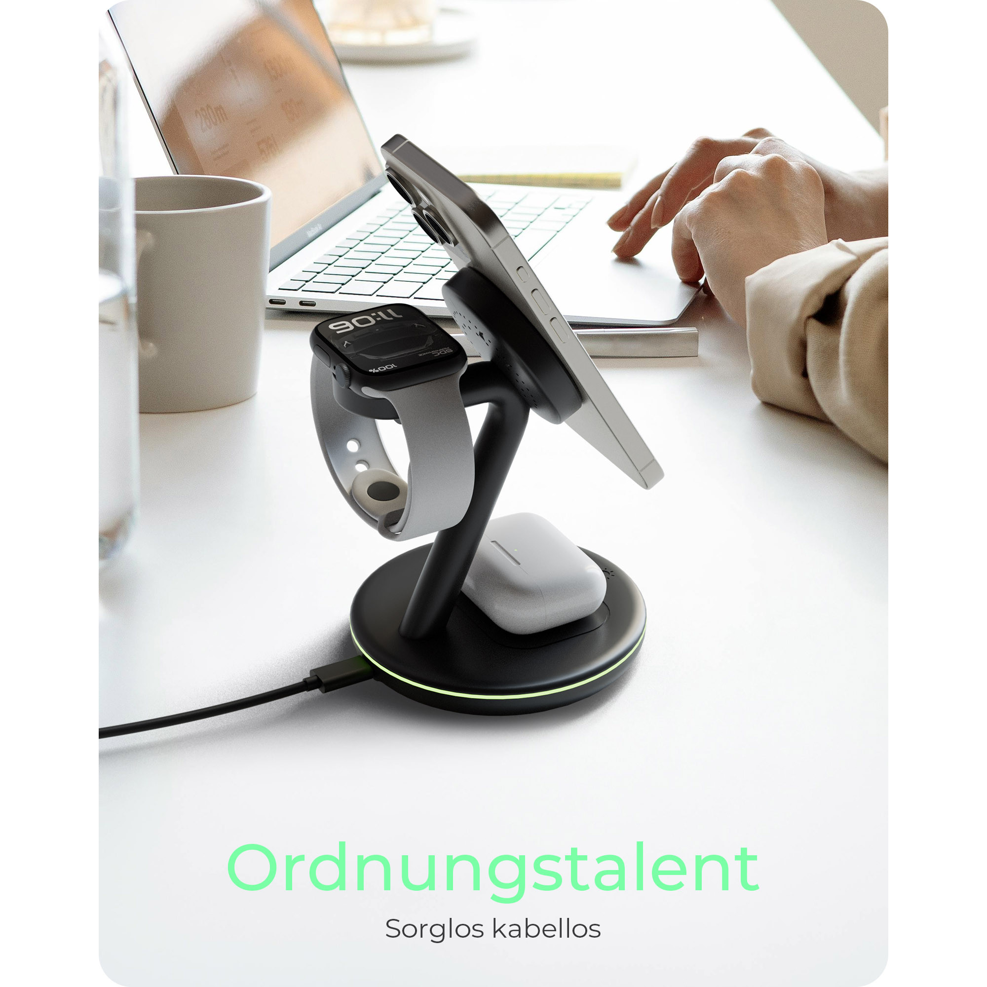 Stanica za punjenje ICY BOX IB-MS506-W 3-u-1 magnetska za iPhone/Watch/AirPods, bijela-3