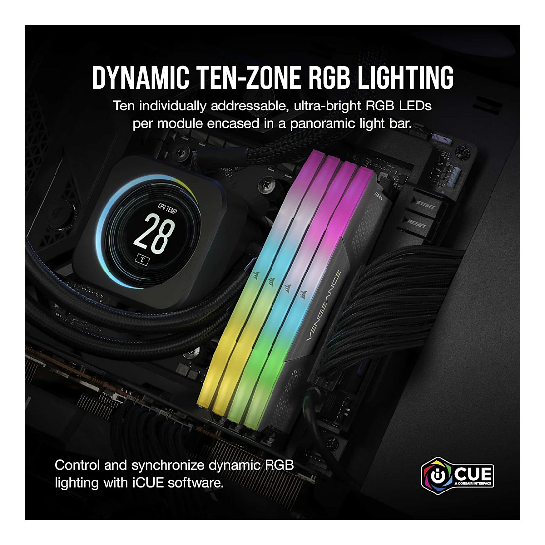 RAM memorija CORSAIR VENGEANCE RGB DDR5 (64GB (2x32GB), 5600MHz, CL40, AMD EXPO, siva)-4