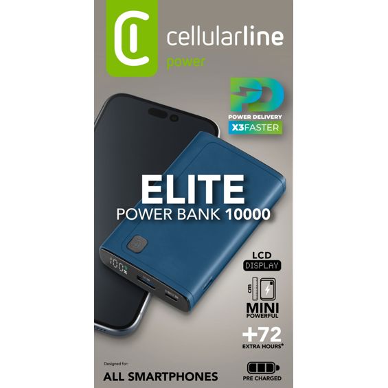 Baterija prijenosna CELLULARLINE, Elite, 10000mAh, plava-3