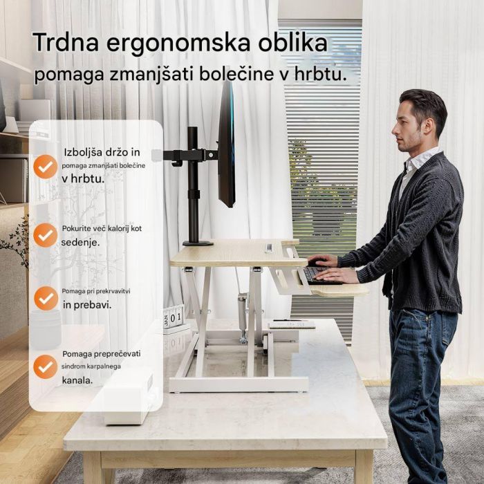 Pretvornik VONHAUS Nastavek za stoječo pisalno mizo (dimenzije (V) 11,5–51 cm x (Š) 80 cm x (G) 40,5 cm, delovna površina (Š) 80 cm x (G) 40 cm, nosilnost 15 kg)-3