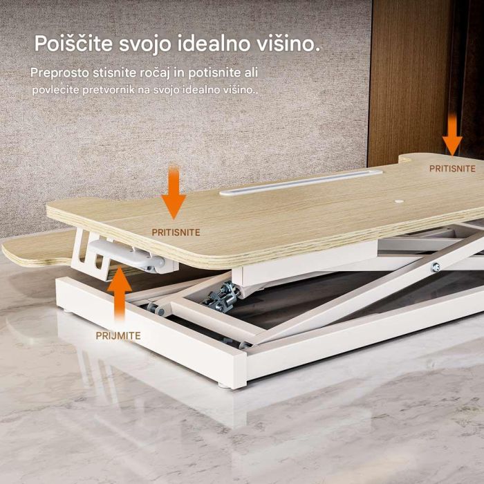 Pretvornik VONHAUS Nastavek za stoječo pisalno mizo (dimenzije (V) 11,5–51 cm x (Š) 80 cm x (G) 40,5 cm, delovna površina (Š) 80 cm x (G) 40 cm, nosilnost 15 kg)-5