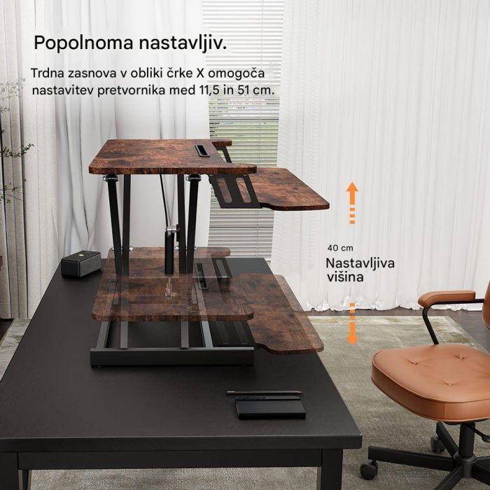 Pretvornik VONHAUS Nastavek za stoječo pisalno mizo (dimenzije (v) 11,5–51 cm x (š) 80 cm x (g) 40,5 cm, nosivost 15 kg)-6