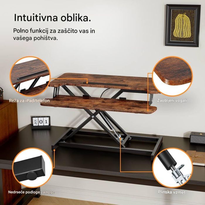 Pretvornik VONHAUS Nastavek za stoječo pisalno mizo (dimenzije (v) 11,5–51 cm x (š) 80 cm x (g) 40,5 cm, nosivost 15 kg)-5