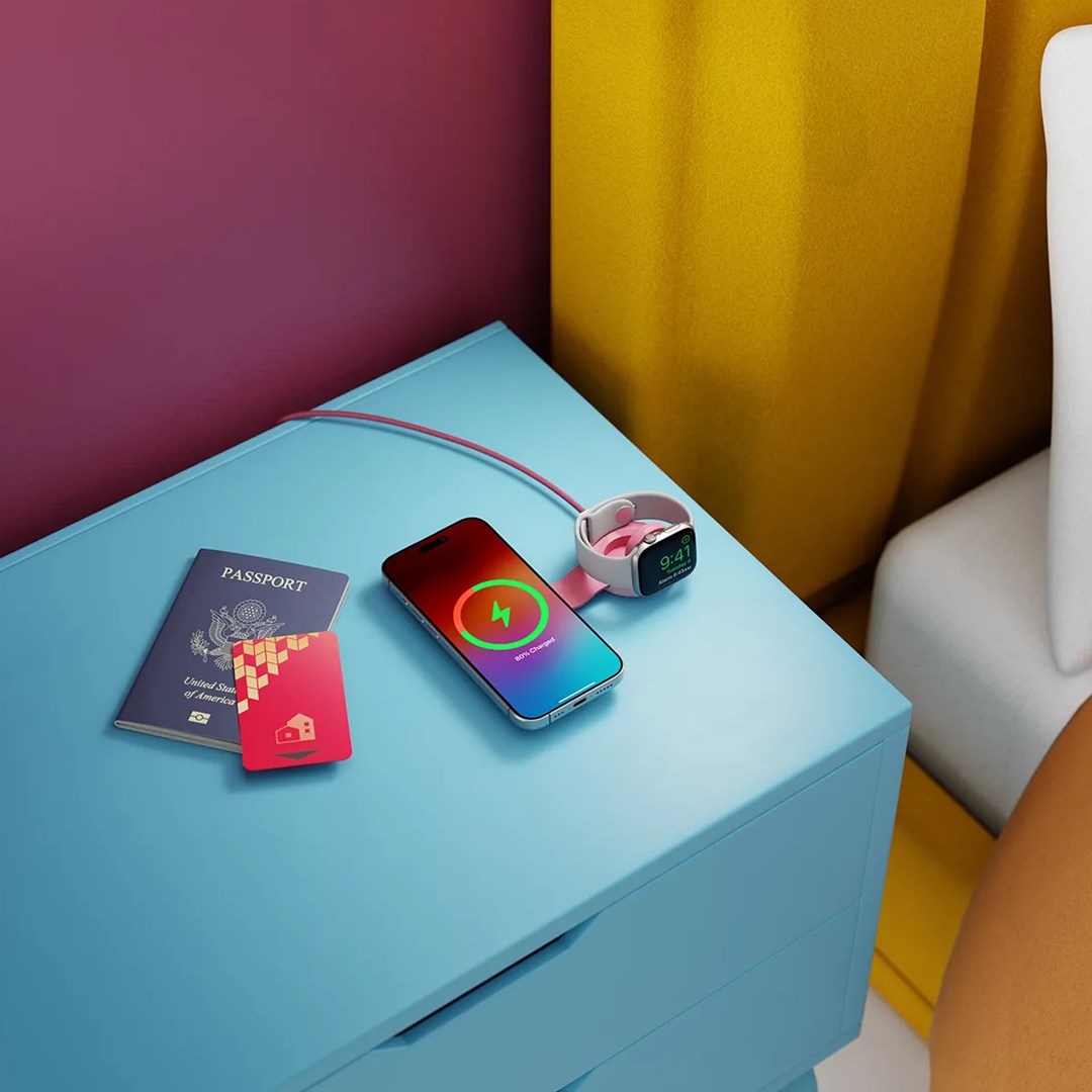 Bežični punjač TWELVESOUTH ButterFly SE 2-u-1 (MagSafe, za iPhone i Apple Watch, USB-C) Pink-6