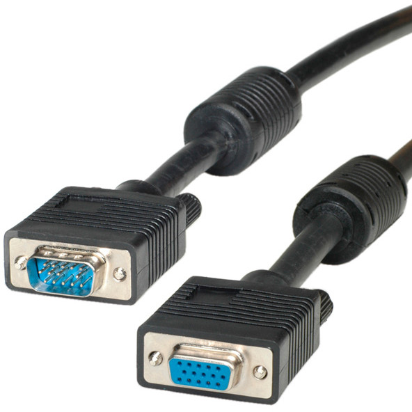 Kabel ROLINE VGA-Kabel HD15 ST - BU mit Ferritkern 10m