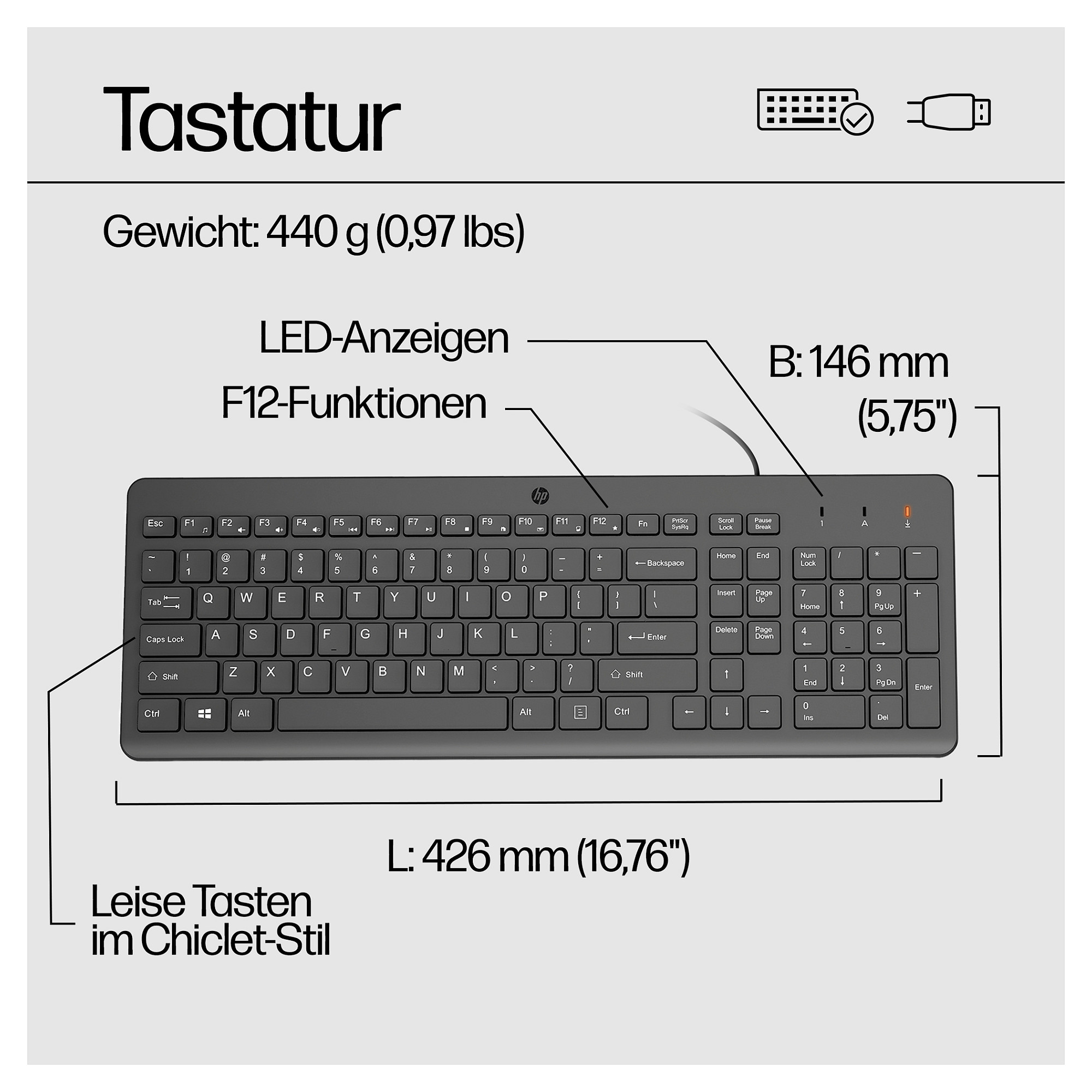 Kombinacija tipkovnice i miša HP 150 Wired Mouse and Keyboard – internacionalna non HR tipkovnica-4