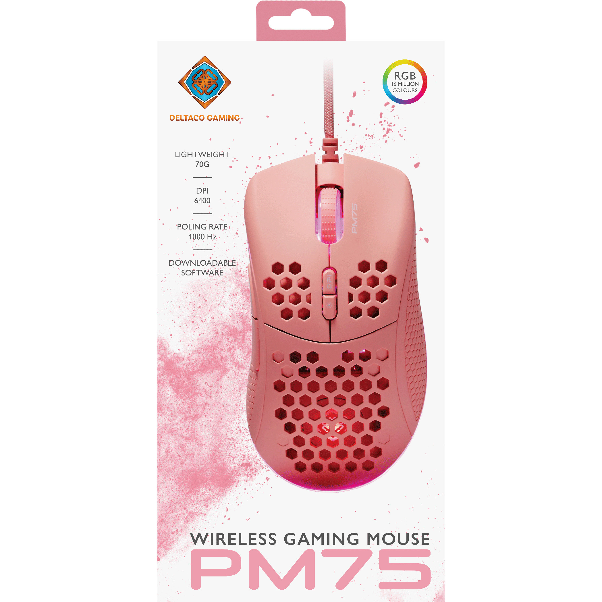Maus DELTACO Gaming USB RGB pink-7